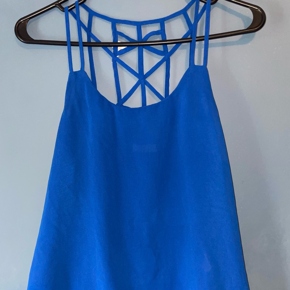 Royal blue strappy-back tank top